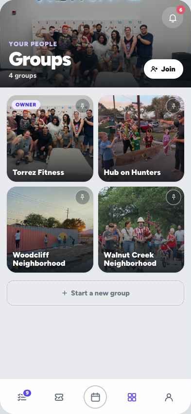 Groups: Torrez Fitness, Hub on Hunters, Woodcliff and Walnut Creek