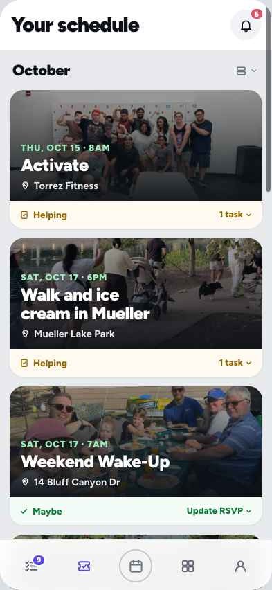 Your schedule as photo tiles
